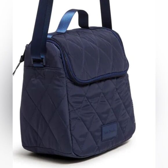 Vera BradleyโUltralight Scroll Navy Quilted Crossbody Lunch Bag - Picture 2 of 16